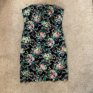 Laundry By Shelli Segal Black Floral Strapless Dress